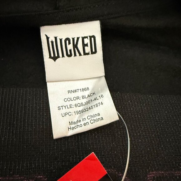Wicked Womens Black Hoodie Size XS Sweatshirt Embroidery Witchy Kangaroo Pockets - Picture 8 of 16